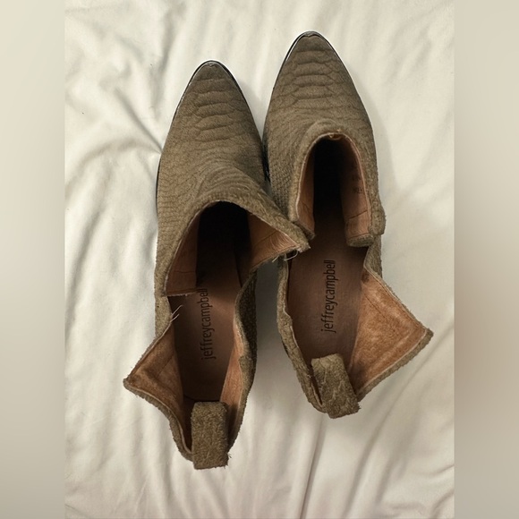 Jeffrey Campbell Olive Green Faux Snakeskin Cromwell Boots - Picture 5 of 6